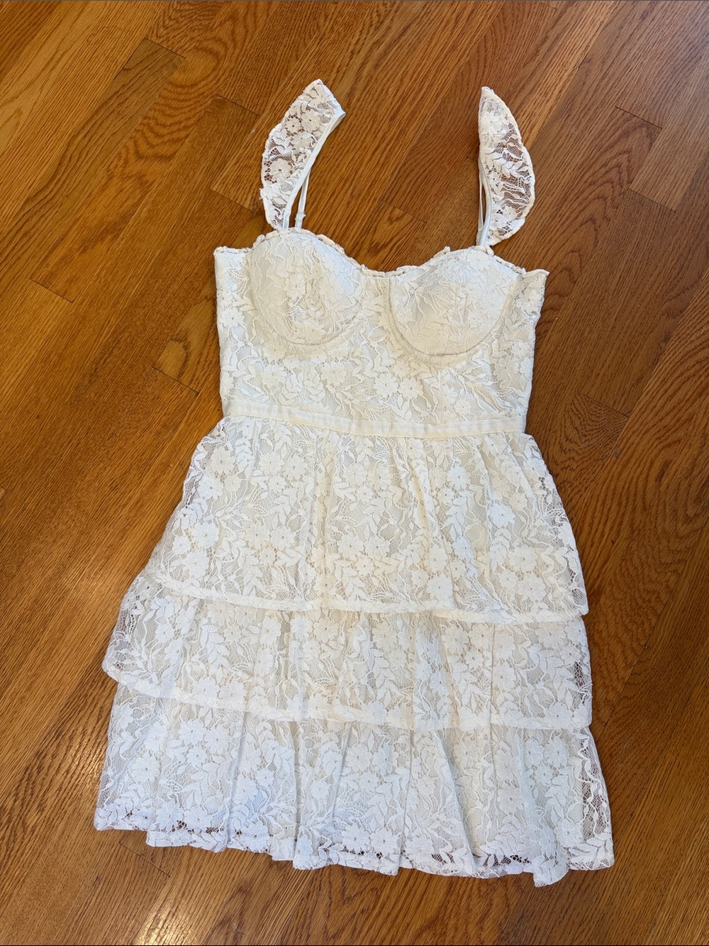 Altar'd State White (light cream) Lace Tiered Bustier Dress XS